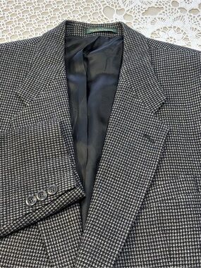 Metropolitan View Men’s Blazer 44R Sport Coat Gray Black Houndstooth 2 Button